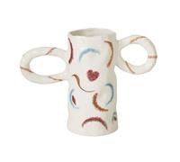 ruyi-1986 Jarrones de Flores Lindo jarrón de cerámica con Forma corazón y Dos Asas, Pintado a Mano, Adorno Decorativo for arreglos Florales