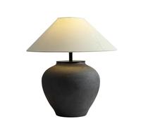 ruyi-1986 Lámparas de Mesa Lámpara de Mesa cerámica Hecha a Mano, lámpara Noche, Pantalla Tela Lino, lámparas pequeñas for Dormitorio y Sala Estar(Negro,Pequeño)