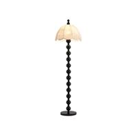 ruyi-1986 Lámparas de pie Fabric Shade Living Room Floor Lamp Hotel Bedroom Bedside Decorative Wooden Vertical Table Lamp Black