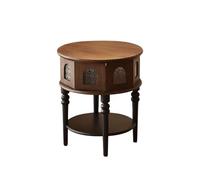 ruyi-1986 Mesas auxiliares Mesa Auxiliar Retro de Madera, pequeña Mesa Redonda, Mesa de Esquina de Vidrio Retro, Mueble Auxiliar for sofá de Sala de Estar