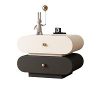 ruyi-1986 Mesillas de Noche Mesita de Noche de Madera con Dos cajones en Blanco y Negro, Sencilla, for Dormitorio, Armario de Almacenamiento for el hogar(Medio)