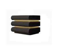 ruyi-1986 Mesillas de Noche Mesita de Noche, mesita de Noche, Mueble de Almacenamiento Inteligente, de Cuero, Moderna, Sencilla, con Tres cajones, mesita de Noche iluminada(Negro,Medio)