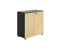 ruyi-1986 Oficina Archivador Archivador Corto de Madera con Cerradura, Color Madera Original + Negro, for Oficina, con Dos Puertas, for Almacenamiento de Datos Armario Archivador