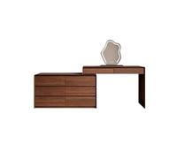 ruyi-1986 Tocador Elegante Escritorio de Maquillaje Vintage Madera Nogal con diseño Esquina expandible, Perfecto for Almacenamiento en el Dormitorio