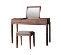 ruyi-1986 Tocador Tocador de Maquillaje Madera Maciza Nogal Negro, Escritorio Multifuncional for Ordenador, diseño con Tapa abatible