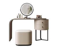 ruyi-1986 Tocador Tocador Extensible Minimalista Moderno, tocador de Lujo Montaje Completo Madera Maciza for Dormitorio(Champagne Color)