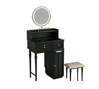 ruyi-1986 Tocador Tocador Retro francés genérico de Madera Maciza, Mesa Maquillaje con gabinete Almacenamiento Compacto for Dormitorio pequeño