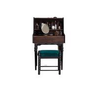 ruyi-1986 Tocador Tocador Vintage de Madera Maciza con Espejo Maquillaje, Taburete y tocador, Escritorio Retro Elegante for Dormitorio
