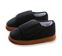 RUYI Pantuflas diabéticas para hombre y mujer, cálidas, para invierno, ajustables, cierre de velcro, extraanchas, cómodas zapatillas de rehabilitación para personas mayores con suela antideslizante, A