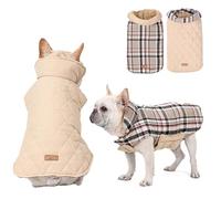 RUYICZB Abrigo Cálido para Perro, Chaqueta Reversible para Perro, Abrigo De Invierno Impermeable para Perro, Estilo Británico, Ropa De Perro A Cuadros, Abrigos para Clima Frío,Beige,S