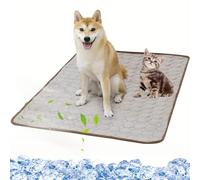RUYICZB Alfombra Refrescante para Perro Y Gato, Seda De Hielo Manta Refrigerante para Animales No Tóxicas, Alfombrilla De Refrigeración Esterilla De Dormir Suave,Marrón,L 27.5x21.6in