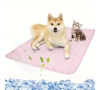 RUYICZB Alfombra Refrescante para Perro Y Gato, Seda De Hielo Manta Refrigerante para Animales No Tóxicas, Alfombrilla De Refrigeración Esterilla De Dormir Suave,Rosado,XL 39.4x27.5in