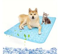 RUYICZB Alfombra Refrescante para Perro Y Gato, Seda De Hielo Manta Refrigerante para Animales No Tóxicas, Alfombrilla De Refrigeración Esterilla De Dormir Suave,Azul,XXL 59x39.4in