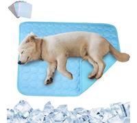 RUYICZB Alfombra Refrescante para Perros Gatos, Mascotas Alfombrilla Autoenfriante, Almohadillas De Hielo No Tóxicas, Cama Fría Esterilla para Gatos Cachorros Verano,Dark Blue,19.7x15.7in