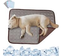 RUYICZB Alfombra Refrescante para Perros Gatos, Mascotas Alfombrilla Autoenfriante, Almohadillas De Hielo No Tóxicas, Cama Fría Esterilla para Gatos Cachorros Verano,Café,39.4x27.5in