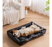 RUYICZB Camas ortopédicas Impermeables para Perros, Camas Tipo Jaula para Perros con cojín Lateral, Cama para Mascotas con Revestimiento Impermeable y Base Antideslizante,Negro,75x100cm