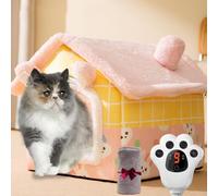 RUYICZB Casa para Perros Interior Cueva De Gato Plegable Cama para Perro Cálida Y Acogedora con Cojín Extraíble Casa De Mascotas para Gato Cachorro Conejo,Rosado,17.3"x14.2"x15.4"
