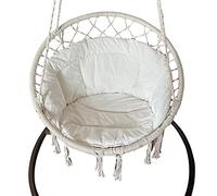 RUYICZB Cojín para Hamaca, Cesta Colgante, cojín para Silla de Huevo, Asiento Redondo, Almohada Trasera Gruesa para Patio, Columpio de jardín, Cojines para Asiento,Blanco