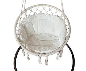 RUYICZB Cojín para Hamaca, Cesta Colgante, cojín para Silla de Huevo, Asiento Redondo, Almohada Trasera Gruesa para Patio, Columpio de jardín, Cojines para Asiento,Blanco