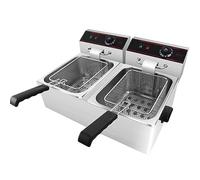 RUYICZB Freidora Eléctrica con 2 Cestas, Freidora De Acero Inoxidable para Encimera para Uso Comercial Y Doméstico, Tanque Doble 8L X 2, Patatas Fritas para El Hogar, Cocina Y Restaurante