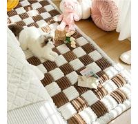 RUYICZB Funda De Sofá para Perro, Funda De Sofá para Sofá, Cojín Cuadrado De Cuadros Color Crema para Muebles, Cama, Sofá, Protector para La Mayoría De Los Gatos,Marrón,27.6x82.7in