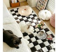 RUYICZB Funda De Sofá para Perro, Funda De Sofá para Sofá, Cojín Cuadrado De Cuadros Color Crema para Muebles, Cama, Sofá, Protector para La Mayoría De Los Gatos,Negro,27.6x59.06in