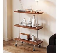 RUYICZB Mesa Auxiliar con Ruedas Y Estantes De Almacenamiento, Mesa Auxiliar De Madera con Estructura Metálica, Carrito De Almacenamiento De Dos Niveles para Sofá para Sala De Estar,50 * 22.5 * 77cm