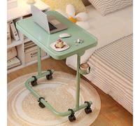 RUYICZB Mesa Auxiliar En Forma De C con Ruedas, Mesita Auxiliar De Metal De Altura Ajustable, Mesas Auxiliares Plegables con Portavasos, Mesas con Ruedas para Televisión para Sala,Verde