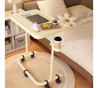 RUYICZB Mesa Auxiliar En Forma De C con Ruedas, Mesita Auxiliar De Metal De Altura Ajustable, Mesas Auxiliares Plegables con Portavasos, Mesas con Ruedas para Televisión para Sala,Amarillo