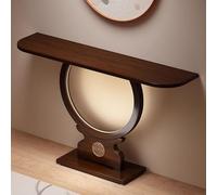 RUYICZB Mesa Consola De Madera con Estructura Redonda, Mesa Estrecha para Pasillo con Iluminación, Mesas Consola para Colocar Detrás del Sofá, Mesas De Entrada para Sala De Estar,80cm