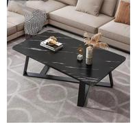 RUYICZB Mesa de centro rectangular moderna de mediados de siglo, mesa de café de mármol con patas de metal negro, mesa de sofá central moderna de 17 pulgadas para sala de estar, comedor, estudio