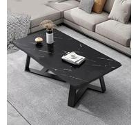 RUYICZB Mesa de Centro Rectangular Moderna de Mediados del Siglo, Mesa de Centro de Mármol con Patas de Metal Negro, Mesa Central Moderna de 43 cm para Sala de Estar, Comedor, Negro, B