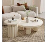 RUYICZB Mesas De Centro Modernas De Madera, Mesas De Centro Nido para Sala De Estar, Mesa De Centro Pequeña para Sofá, Mesa De Centro Redonda Moderna De Madera,Small and Large