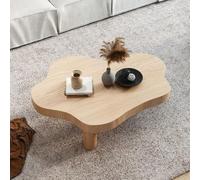 RUYICZB Mesas De Centro Nube Blanca para Sala De Estar, Mesa Centro Madera Maciza con Forma Nube, Mesa Comedor Forma Irregular con 3 Patas para Dormitorio,Wood,100cm