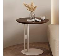 RUYICZB Mesas Redondas Pequenas, Mesa De Apoio para Sofá Deslizante, Mesa De Centro Redonda De Madeira Moderna, Mesas De Apoio Em Forma De C para Sala De Estar, Quartos, Escritórios,Dark Walnut