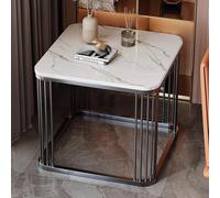 RUYICZB Mesitas Auxiliares para Sofá con Estructura Metálica, Mesita Pequeña con Tablero De Pizarra, Mesitas Cuadradas para El Sofá, Mesa De Centro con Esquinas Redondeadas para Salón,White Black