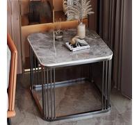 RUYICZB Mesitas Auxiliares para Sofá con Estructura Metálica, Mesita Pequeña con Tablero De Pizarra, Mesitas Cuadradas para El Sofá, Mesa De Centro con Esquinas Redondeadas para Salón,Gray Black