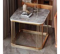 RUYICZB Mesitas Auxiliares para Sofá con Estructura Metálica, Mesita Pequeña con Tablero De Pizarra, Mesitas Cuadradas para El Sofá, Mesa De Centro con Esquinas Redondeadas para Salón,Gray Gold