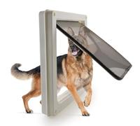 RUYICZB Puertas para Perros Grandes para Mascotas, Resistente Al Viento Y La Lluvia, Paneles Tipo Bayoneta, Gateras para Puertas Adecuadas para Puertas Interiores Y Exteriores,Blanco,S