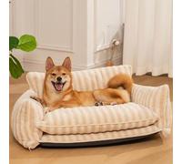 RUYICZB Sofá para Perros Grandes, Medianos Y Pequeños, Cama Ortopédica para Perros, Cama Mascotas con Funda Extraíble Y Lavable, Canasta para Perros Bordes Elevados Sofá,Beige,65x40x30cm