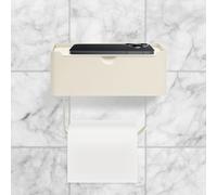 Ruyosn Portarrollos de papel higiénico con compartimento de almacenamiento y tapa, soporte para papel higiénico de aluminio autoadhesivo/perforación, soporte de papel higiénico con ganchos, accesorios