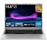 Ruzava 2026 Ordenador Portátil 15,6 Pulgadas Celeron N5095 2,9 GHz Win11 Pro 8GB 256GB SSD Expansión 1TB 5G WiFi BT4.2 HDMl USB 3.0 Portatil con Ratón Inalámbrico y Teclado Español Membrana - Silver