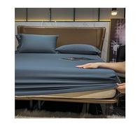 RUZGAR Sábana Bajera Ajustable 100% Algodón Satén 500 Hilos, Ultrasuave y Sedosa for Cama 120x200 150x200 180x200 200x220, hasta 28cm. Transpirable y Suave (Color : Blue, Size : 180x200+28cm)