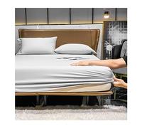 RUZGAR Sábana Bajera Ajustable 100% Algodón Satén 500 Hilos, Ultrasuave y Sedosa for Cama 120x200 150x200 180x200 200x220, hasta 28cm. Transpirable y Suave (Color : Silver, Size : 180x200+28cm/3pcs)