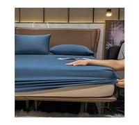 RUZGAR Sábana Bajera Ajustable 100% Algodón Satén 500 Hilos, Ultrasuave y Sedosa for Cama 120x200 150x200 180x200 200x220, hasta 28cm. Transpirable y Suave (Color : Blue B, Size : 120x200+28cm)