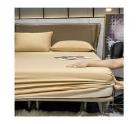 RUZGAR Sábana Bajera Ajustable 100% Algodón Satén 500 Hilos, Ultrasuave y Sedosa for Cama 120x200 150x200 180x200 200x220, hasta 28cm. Transpirable y Suave (Color : Yellow, Size : 150x200+28cm/3pcs)