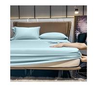 RUZGAR Sábana Bajera Ajustable 100% Algodón Satén 500 Hilos, Ultrasuave y Sedosa for Cama 120x200 150x200 180x200 200x220, hasta 28cm. Transpirable y Suave (Color : Blue A, Size : 150x200+28cm/3pcs)