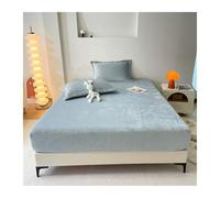 RUZGAR Sabana Bajera Coralina Ajustable Cama 120x200cm 150x200cm 180x200cm Sábana Bajera de Franela para Otoño Invierno(Gray-Blue,180x200cm+28cm)