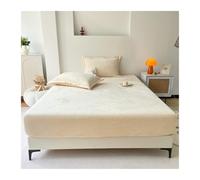 RUZGAR Sabana Bajera Coralina Ajustable Cama 120x200cm 150x200cm 180x200cm Sábana Bajera de Franela para Otoño Invierno(Beige,180x200cm+28cm)