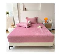 RUZGAR Sabana Bajera Coralina Ajustable Cama 120x200cm 150x200cm 180x200cm Sábana Bajera de Franela para Otoño Invierno(Dark Pink,180x200cm+28cm)